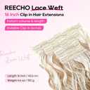 REECHO Curly Hair Extensions, 4PCS 16 inch Clip in Hair Extensions Lace Weft Short Curly Hair Extensions Clip Ins Invisible Natural Hairpieces for Women, Ash Blonde with Highlights