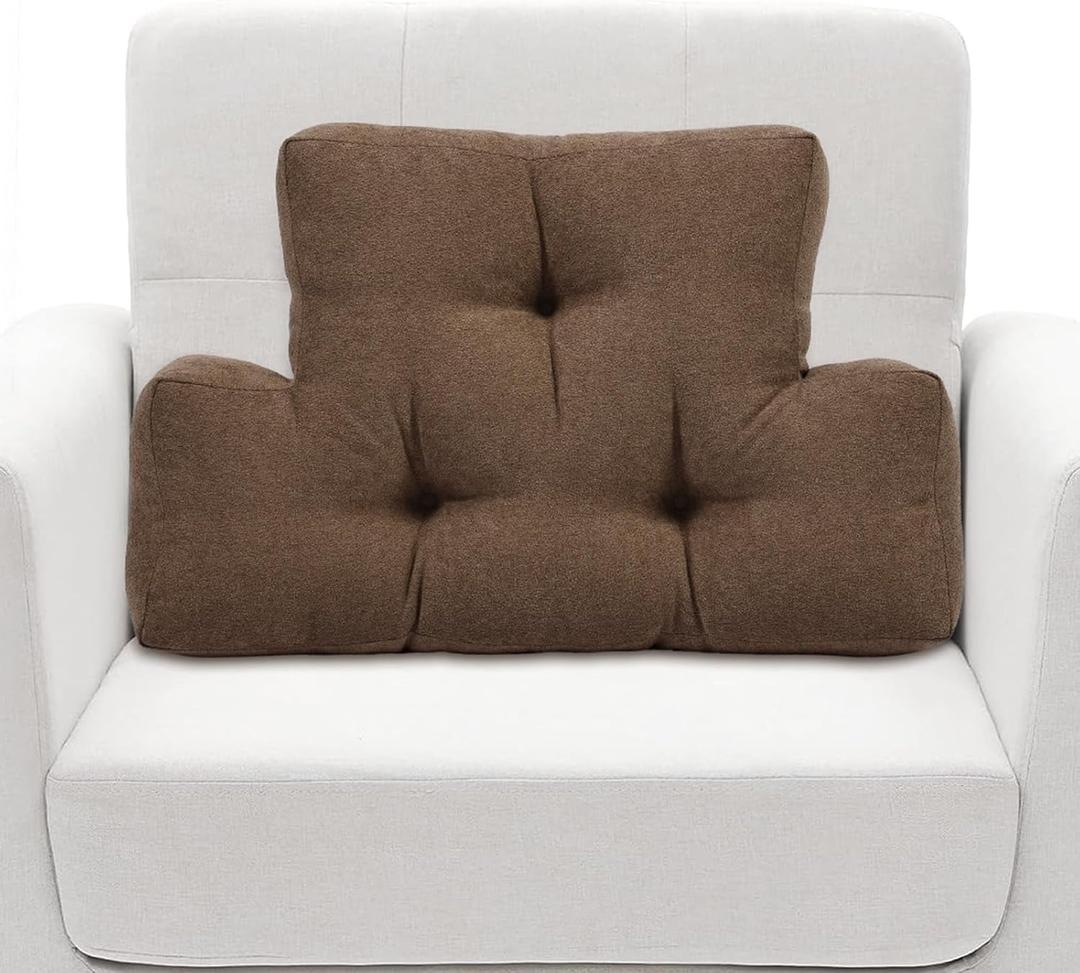 Back Pillow for Recliner Lumbar Support Pillow Soft and Fluffy Back Support Cushion Thick Lumbar Cushion for Chairs, Recliners,Sofa, Couch and Bed for Pain Relief Brown, Medium