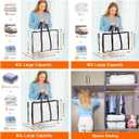 3 Pack 40L/60L/90L Clear Clothes Storage Bags with Zipper | Plastic Storage Bag, Foldable Closet Organizer, For Comforter Blanket Bedding Duvet Toys, Moving Bags