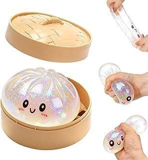 Dumpling Squishies Toy, 2026 New Glitter Dumpling Mystery Box Colorful Dumplings Stress Balls Fidget Sensory Toy for Stress Relief (Glitter White)