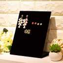 Jewelry Organizer Stand - Black Velvet L-Shape, 9.9 x 7.9 x 4 in - 60 Pre-Punched Holes Earring Display & Jewelry Storage Organizer - Tabletop Rack for Stud & Dangle Earrings