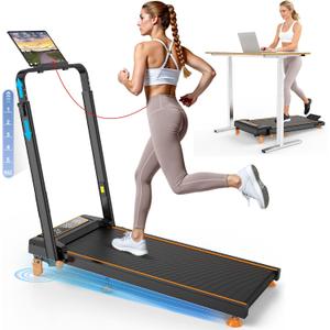 Walking Pad Treadmill with 12% Incline & Dual LED Display, 4 in 1 Walking Pad with Handle Bar, 3.5HP Foldable Under Desk Treadmill, Portable Treadmills for Home 350LBS, 4 Adjustable Incline, RGB Light