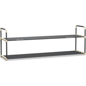 Shoe Rack - 2-Tier Shoe Organizer for Closet, Bathroom, Entryway - Shelf Holds 10 Pairs Sneakers, Heels, Boots by Home-Complete (Gray), Set of 1