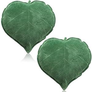 Yookeer 2 Pcs Leaf Shaped Throw Pillow 3D Leaves Plant Decorative Throw Pillows for Couch Living Room Bedroom Sofa Home Decoration, 16 x 16 Inch(Dark Green)