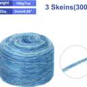 uxcell 3Pcs 100g Gradient Cake Cotton Yarns, Soft Rainbow Yarn Ball for Knitting and Crocheting Craft Project, Mixed Blue (300g x 3, 245M L Each)
