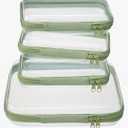 4 pcs Clear Zipper Pouches,Hard Shell Zipper Case, Toiletry Bag for Travel, CLear Diaper Bag, Toiletry Pouch, Travel Organizer, Clear Cosmetic Bag,Toy Storage Bins (M+3S) (Mint Green)