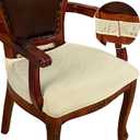 CZL Dining Chair Seat Covers Set of 6 for Dining Room Chairs with Armrest, Upgraded Zipper Dining Chair Slipcover Water Repellent, Washable Jacquard Stretch Dining Table Seat Covers, Beige, Set of 6