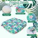 Beeveer Set of 6 Tropical Flower Outdoor Chair Cushions 17" x 16" x 2" Waterproof Patio Chair Cushions Replacement Indoor Outdoor Seat Cushions with Removable Cover Ties for Garden Patio Furniture