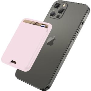Magnetic Wallet Compatible with MagSafe for iPhone 16 15 14 13 12 Pro Max Plus Model, Mag 3 Safe Card Holder Stick on for Apple Cell Phone, Light Pink (Baby Pink)