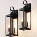 OKELI 17.6" 2-Pack Outdoor Wall Light Fixture, Large Exterior Porch Lighting 2-Light Farmhouse Outside Lantern Lights with Clear Glass Waterproof Wall Sconces Lamp for House Garage