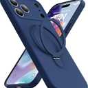 Magnetic Stand for iPhone 17 Pro Max Case, Liquid Silicone, [Compatible with MagSafe][Built-in Kickstand&Ring Holder] Anti-Scratch Soft Microfiber Lining, Midnight Blue