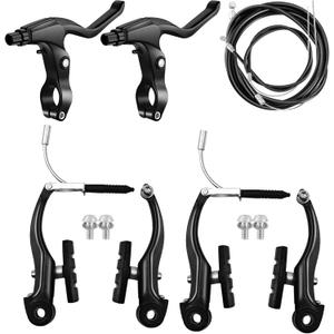 Bike Brakes Set, Complete Brake kit for Most Bicycles Mountain Bike, Front and Rear Bike MTB Hybrid Brake, Callipers Cables Lever Kit - Black