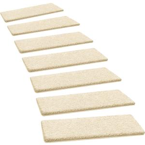 PURE ERA Ultra Plush Carpet Stair Treads 9.5 X 36 Inch Beige 14 Pcs | Soft Indoor Stair Protector,Reduce Noise,Self Adhesive Peel and Stick Non slip Stair Treads,Washable Reusable,Easy Install