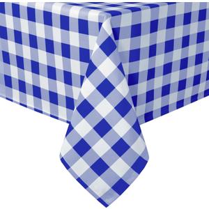Hiasan Royal Blue Checkered Tablecloth Rectangle - Wrinkle Resistant, Stain Resistant and Waterproof Gingham Table Cloth for Kitchen, Dining and Picnic, 60 x 120 Inch