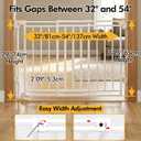 Extra Wide Baby Gate for Stairs Doorways & Kitchen, 32"-54" W x 29" H, No Bottom Bar Dog Gate, One-Handed Auto-Close, Hardware Mount Safety Gate for Dogs & Toddlers, White