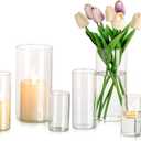 Glasseam Cylinder Vases Set of 12, Hurricane Candle Holder Clear Different Sizes, Modern Glass Cylinder Vase, Glass Vases for Centerpieces for Home Decor Wedding Centerpieces, Events, 4''+ 6''+7.8''