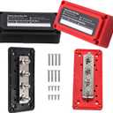 300A Bus Bar 12V Heavy Duty Module Design Power Distribution Block Waterproof Bus bar Box with 4X M8(5/16") Terminal Studs for Battery Marine Automotive RV Car Truck (Black & Red)