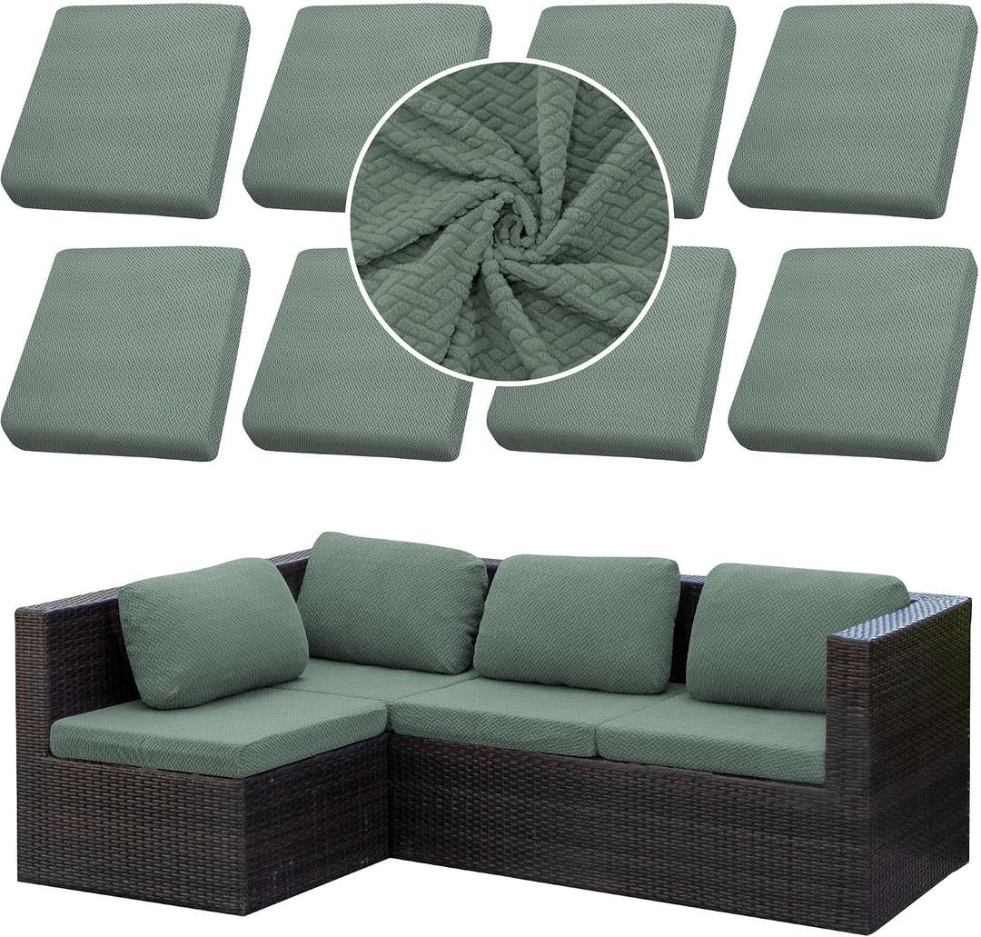 Outdoor Cushion Covers Set,8PCS Patio Furniture Couch Seat Slipcovers, Replacement for Sofa Sectional Chair(CoverOnly)