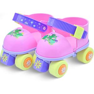 Kids Roller Skates Girls and Boys Ages 2-6, Toddler Rollerskates Adjustable Quad Skate Shoes for Beginners (Pink)