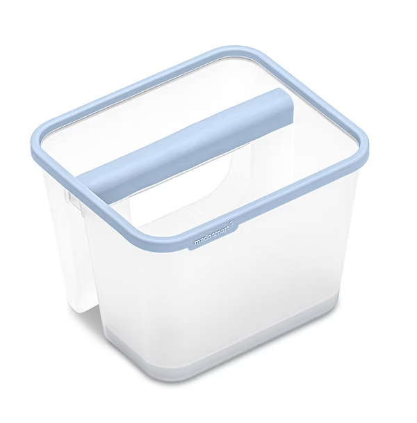 madesmart Portable Shower Caddy, Hold Soap, Shampoo, Hair Supplies and Beauty Products, Cleaning Supplies Organizer for Home, Dorm, Plastic Shower Tote, Soft Handle, Blue