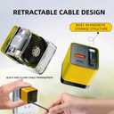 3 in 1 GaN Charger,80w Fast Charger Adapter with Type-C Cable & 2 USB Ports,Multi-Functional Retractable All in one Charger for Phone,Tablets,laptops (Yellow)