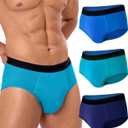 Incontinence Underwear for Men, 150ML Absorbent Washable Protective Leak Proof Reusable, Briefs 3 Pack (Multicolor01, Medium)