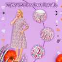 Barbara Dress Costume Lydia's Floral Print Dress Womens Halloween Cosplay Outfit (Pink)