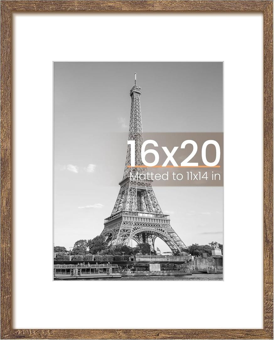 Upsimples 16x20 Picture Frame, Wall Decor Poster Frames, Rustic Brown 1 Pcs