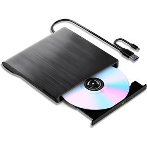 External Blu-ray Burner, 6X BD-RE Writer & 3D Blu-ray Player, USB 3.0 & Type-C Portable Optical Drive, CD/DVD Reader Burner for Laptop Desktop PC, Compatible with Windows 11/10/Mac OS/Linux