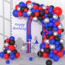 Birthday Balloon Garland Arch Kit, Boys 2nd Birthday Decorations, Black Red and Blue Balloon Garland with Number 2 Balloon, Star Foil Balloons for Baby Shower Theme Birthday Party 2 PACK