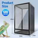 REPTI ZOO 120 Gallon Reptile Terrarium - Aluminum Screen Cage Open Air Foldable Tank for Bearded Dragon, Snake and More