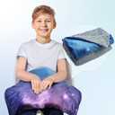 Solfres Small Weighted Lap Pad Blanket Throw for Kids Boys Teens 20in x 23in 5 Lbs - Sleep Therapy Plush Travel Size with Glass Beads, Galaxy Space Stars (20"x 30" 5lbs, Purple Blue/Gray (With Removable Cover))