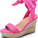 DREAM PAIRS Womens Open Toe Espadrilles Wedges Tie Lace Up Cute Ankle Strap Platform Sandals Dressy Shoes, Size 8