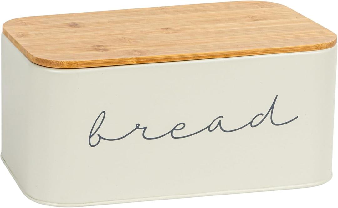 Bloomingville Metal Bread Bin with Bamboo Lid (Gray)