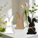 Easter Decorations for Home Black and White Easter Decor 3 Pcs Bunny Table Decor Wooden Bunny Home Decor Rustic Easte r Decor for Mantle Farmhouse