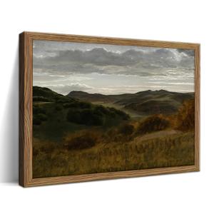 3 x Framed Mountain Canvas Wall Art, Vintage Landscape Paintings Print, Modern Farmhouse Landscape Wall Decor, Countryside Retro Pictures Decor for Living Room Bedroom – 16x24 inch