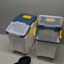 Large Flour Storage Container Bin 25Lb, 2Pack Airtight Rice Storage Containers with Wheels Seal Locking Lid, BPA Free with Measuring Cup&Scoop for Flour, Rice, Grain(Blue)