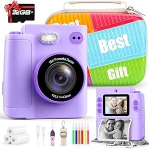 Camera for Kids Instant Print: Toys for Boys Girls Digital Camera that Prints Photos Dual Lens Birthday Gift for Kids Teen Boy Ages 3 4 5 6 7 8 9 10 11 12 Xmas Valentines Gifts