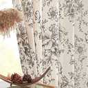 jinchan Linen Blend Curtains Floral Curtains for Living Room 102 Inch Length Black Printed Curtain Rod Pocket Back Tab Farmhouse Peony Flower Patterned Drapes Bedroom Window Curtain Set 2 Panels