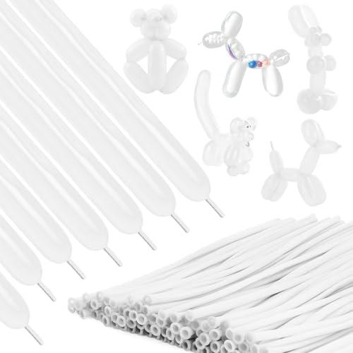 260 Balloons 100Pcs White Long Balloons for Tying Balloon Arch, Thickening Latex Twisting Balloon Animal Garland Modeling Wedding Birthday Christmas Party Decorations