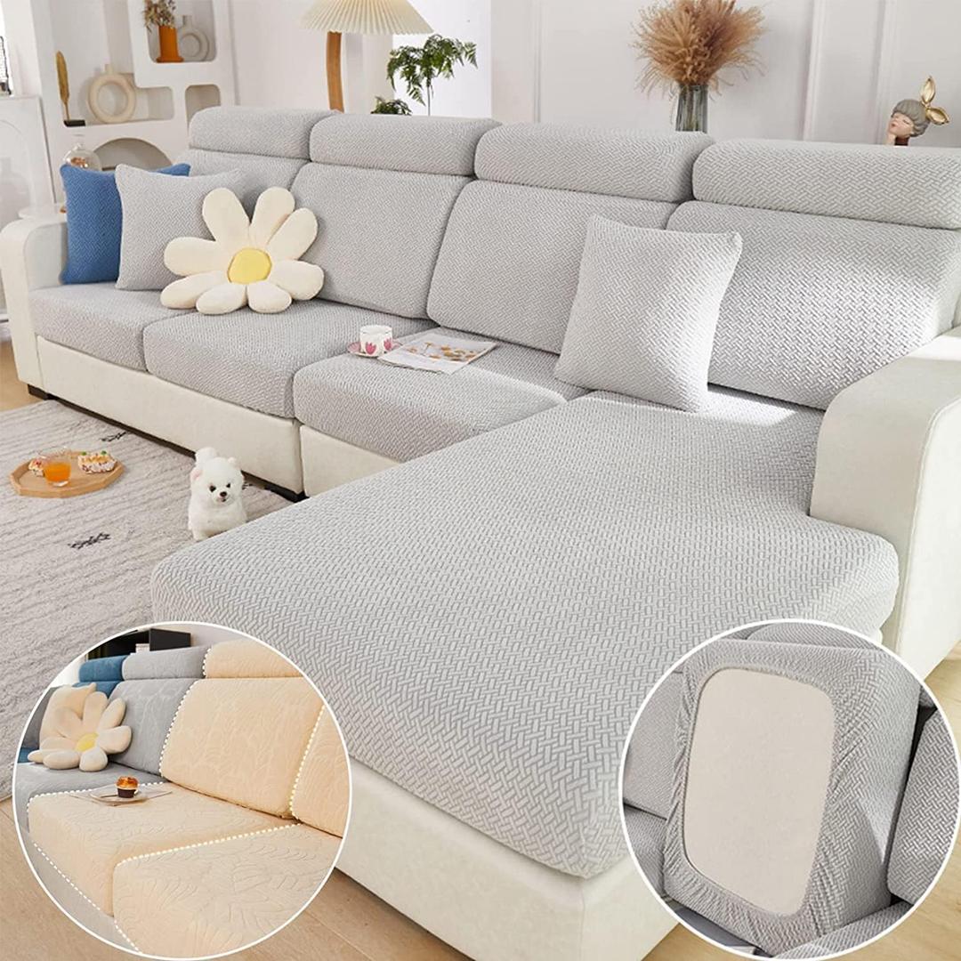 Magic Sofa Covers Magic Sofa Couch Covers 2024 New Wear-Resistant Universal Sofa Cover Stretch for Sectional Slipcovers (Texture-Light Gray,Large Single Seat Cover) (Large Single Seat Cover, Texture-light Gray)