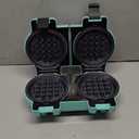 2-in-1 Double Waffle & Pancake Maker - CACHOO Mini 4" Nonstick Waffle Iron & Small Round Griddle with 4 Removable Plate Sets, Dishwasher Safe, Perfect for Small Spaces, Apartments & Dorms, Aqua