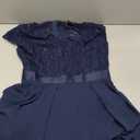 Miusol Women's Elegant V-Neck Cap Sleeve Sequined Floral Lace Formal Party Maxi Dress (Large)