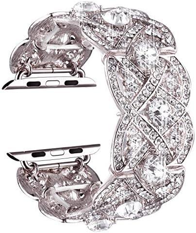 VIQIV Bling Bands for Apple Watch 40mm 44mm Iwatch Series 4 3 2 1, Diamond Rhinestone Stainless Steel Metal Bracelet Wristband Strap for Women, womens, Silver, 40mm VIQIV Bling Bands for Apple Watch 40mm 44mm Iwatch Series 4 3 2 1, Diamond Rhinestone Stainless Steel Metal Bracelet Wristband Strap for Women, womens, Silver, 40mm