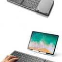 Portable Wireless Foldable Keyboard, Ultra-Thin, Three-fold mini Bluetooth Keyboard, Compatible with Three Systems + Numeric Keys (Grey)