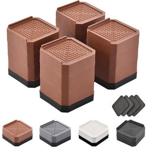 Bed Risers Furniture Risers Heavy-Duty Rectangular Adjustable Block Lift to 3 inches and 4.3 inches Desk, Sofa, Chair Legs, Refrigerator, Washing Machine Support up to 4000 pounds (Brown)