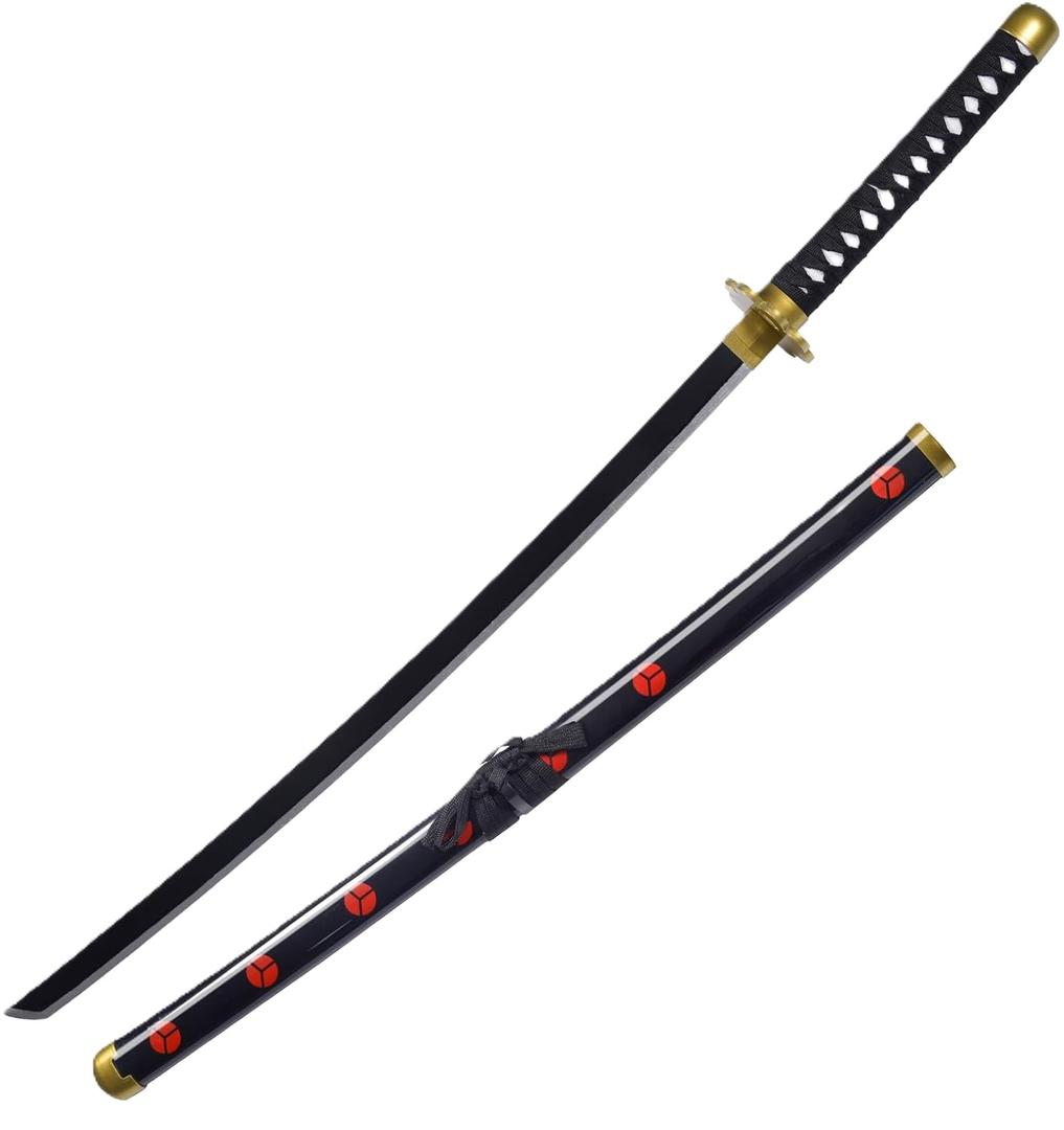 Katana Sword Cosplay Sword 41 inches Bamboo Toy Swords Cosplay Props with Display Stand Original Texture