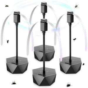 Fly Fans for Tables, Fly Repellent Fan Outdoor Indoor Keep Flies Away, Fly Repellent Fans for Tables with Holographic Blades for Picnic, Party, Restaurant, Kitchen, and BBQ, 4 Pack Black