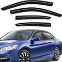 Tape-On Rain Guards Compatible with Honda Accord 2008-2017 Black Extra Durable Shatterproof Side Window Deflectors, Window Visors, Wind Deflectors - 4 PCS
