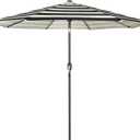 Blissun 9FT Patio Umbrella, Outdoor Table Umbrella, Yard Umbrella, Market Umbrella with 8 Sturdy Ribs, Push Button Tilt and Crank, Black & Ivory